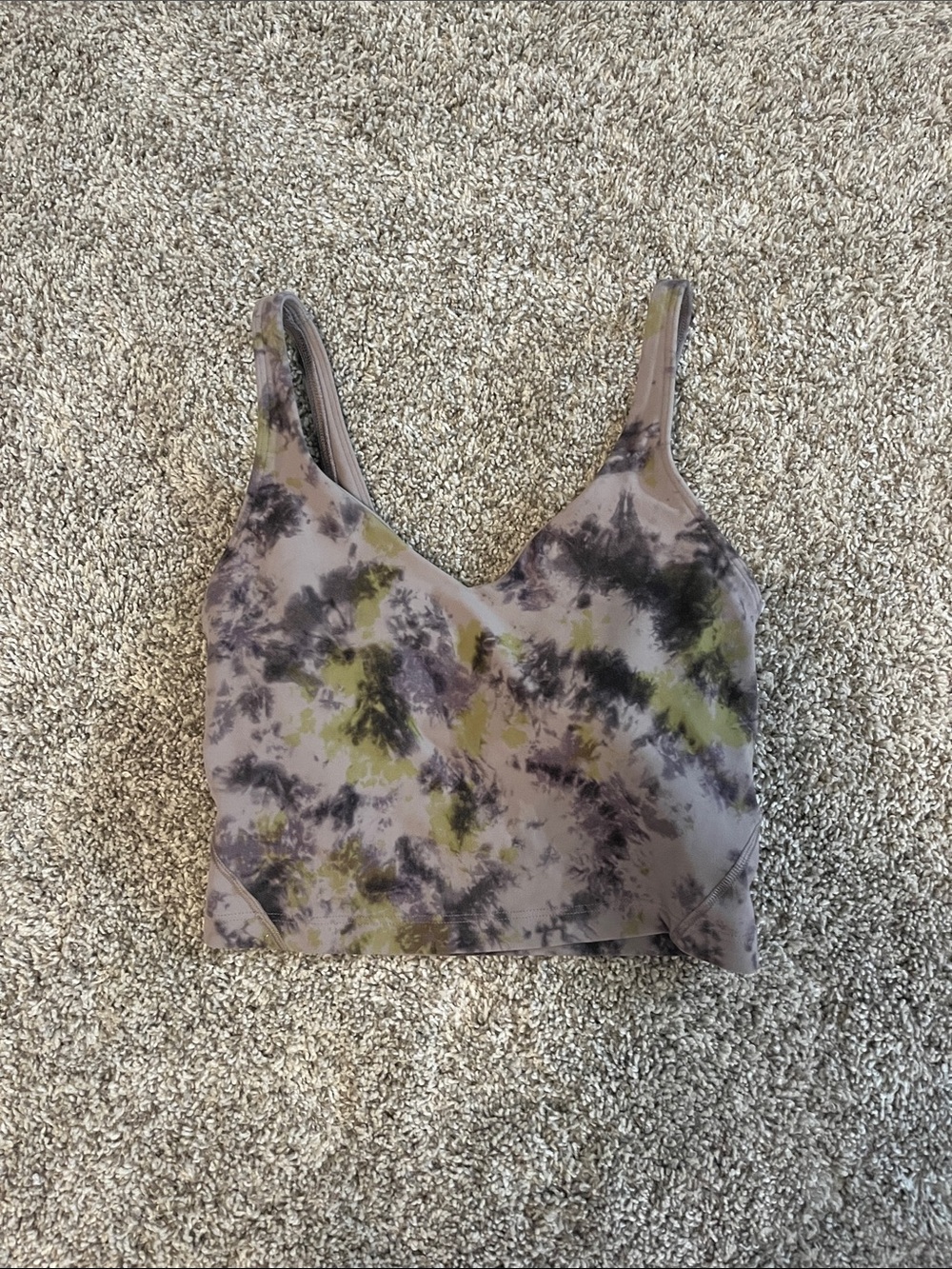 lululemon athletica Tie-Dye V-Neck Crop Tank - Olive Green & Gray